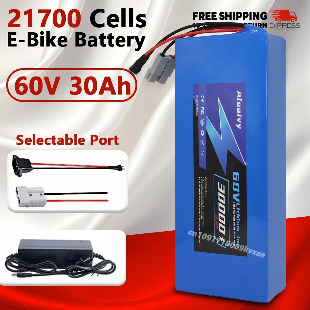

Aleaivy 60V 30Ah,lithium battery pack suitable for 500W~3000W,electric scooter/bicycle high-power motorcycles with 5A charger