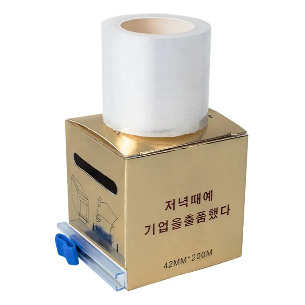 Cosmetic Grade Preservative Film Roll Disposable Clear Wrap Barrier for Eyebrow Lip Tattoo PE Material with Dispenser