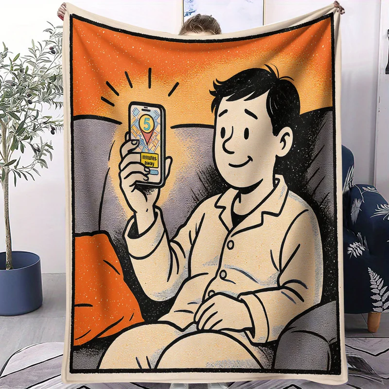 Fashion NowBoarding Flannel Blanket Casual Pajama People Sofa Print Throw Blanket Cartoon Warm Soft Blankets Sofa Bed Decor Gift