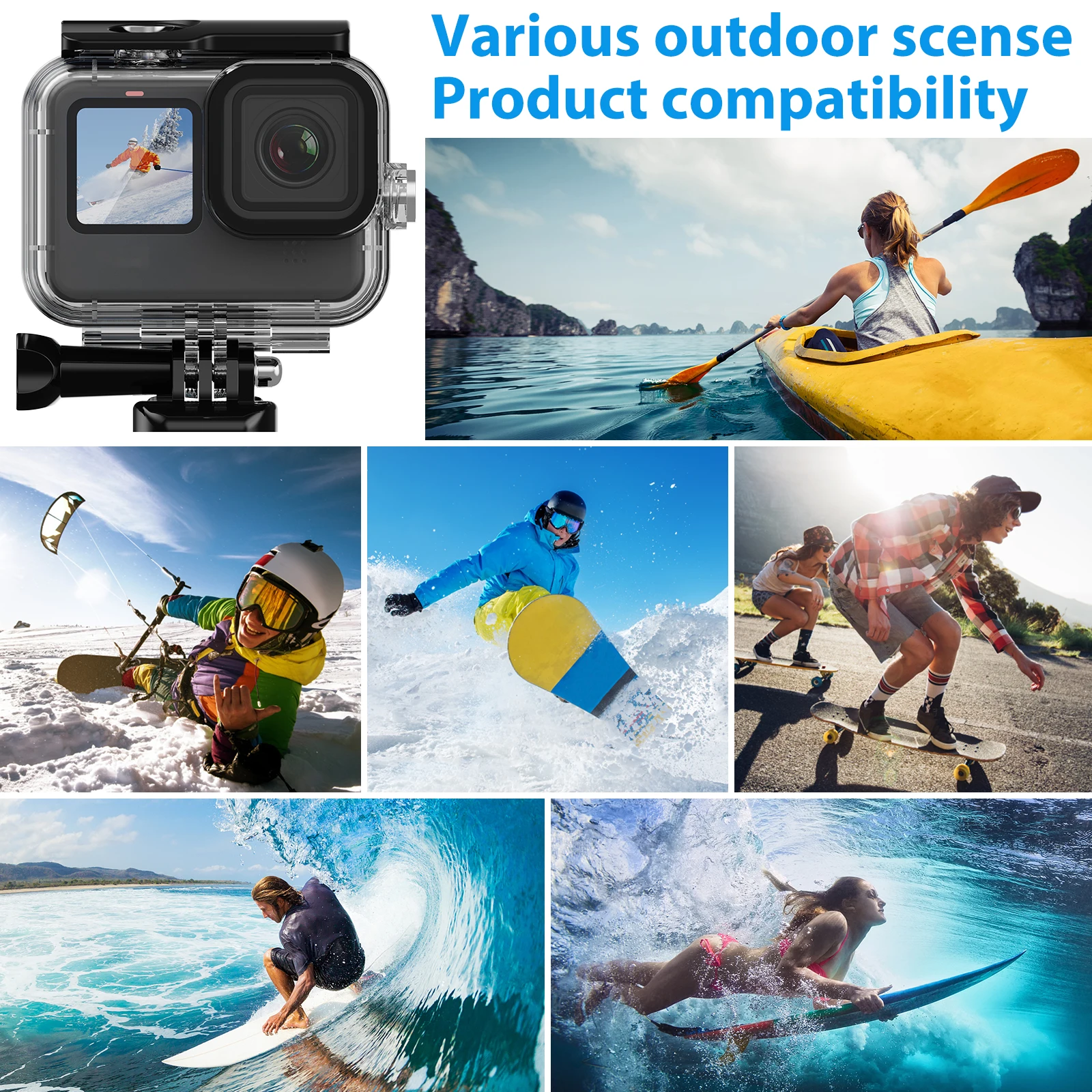 For GoPro Hero 13 12 11 10 9 Black Waterproof Case Housing Diving Protective Underwater Dive Cover 60M For Go Pro Accessories