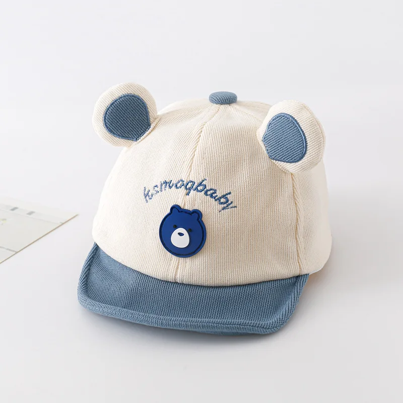 Cartoon Bear Baby Baseball Cap with Ears Cute Animal Sun Hat for Boys Girls Casual Infant Peaked Hat