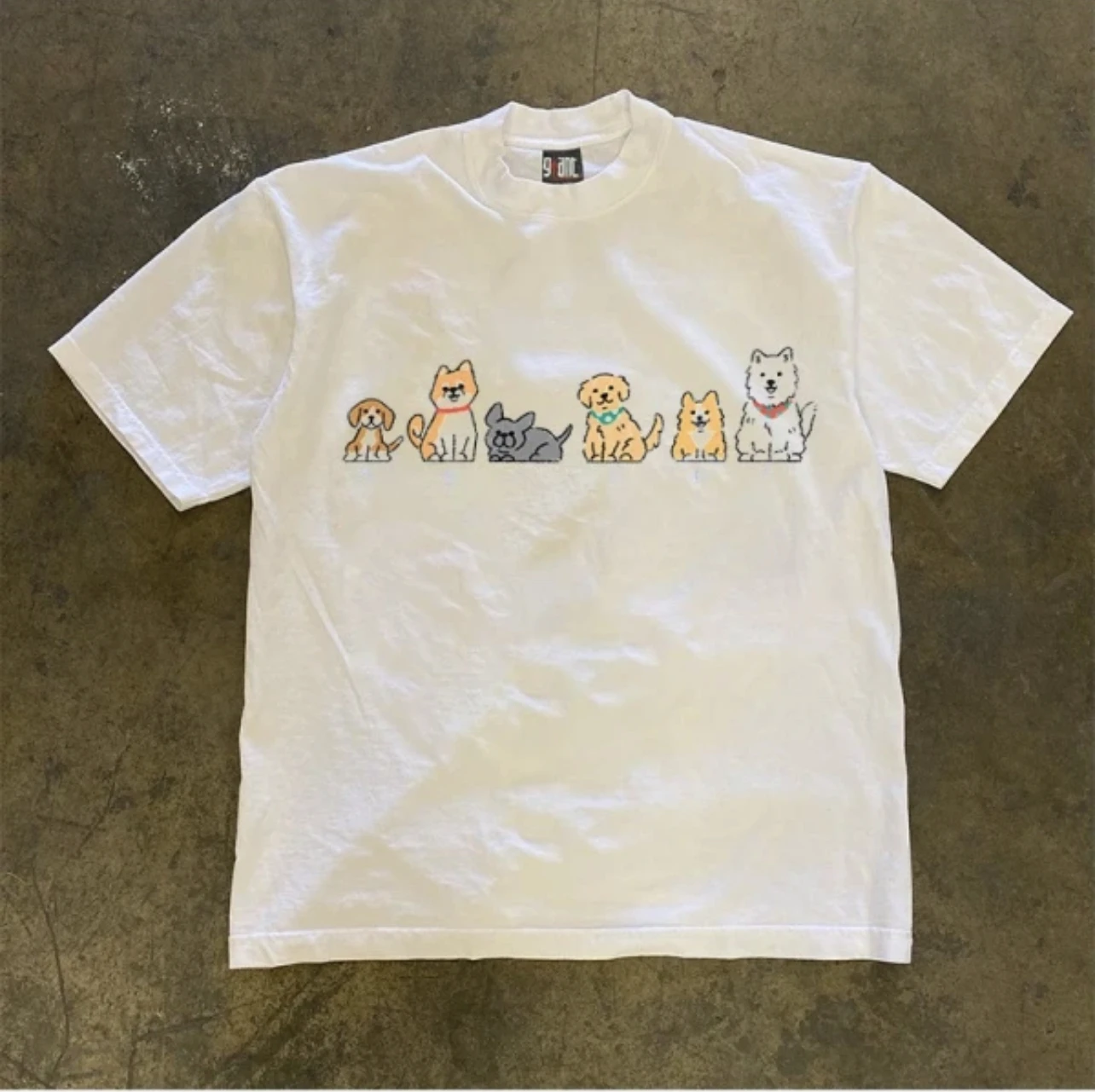 

Little Chen Story 260g Heavyweight Pure Cotton Dogs Queue Creative Simple Printing Harajuku Style Oversize Handkerchief