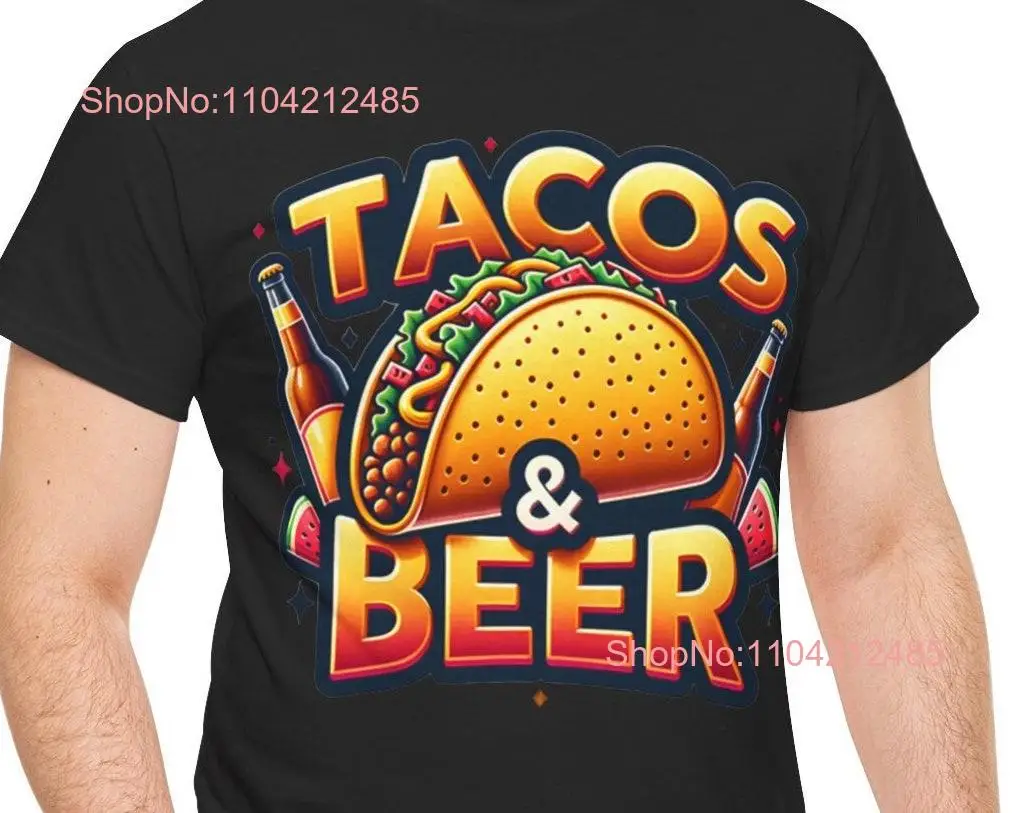 Tacos and Beer Heavy Cotton T Shirt Fun Food Drink Apparel for Taco Lovers Perfect Tuesday Enthusiasts Mexico