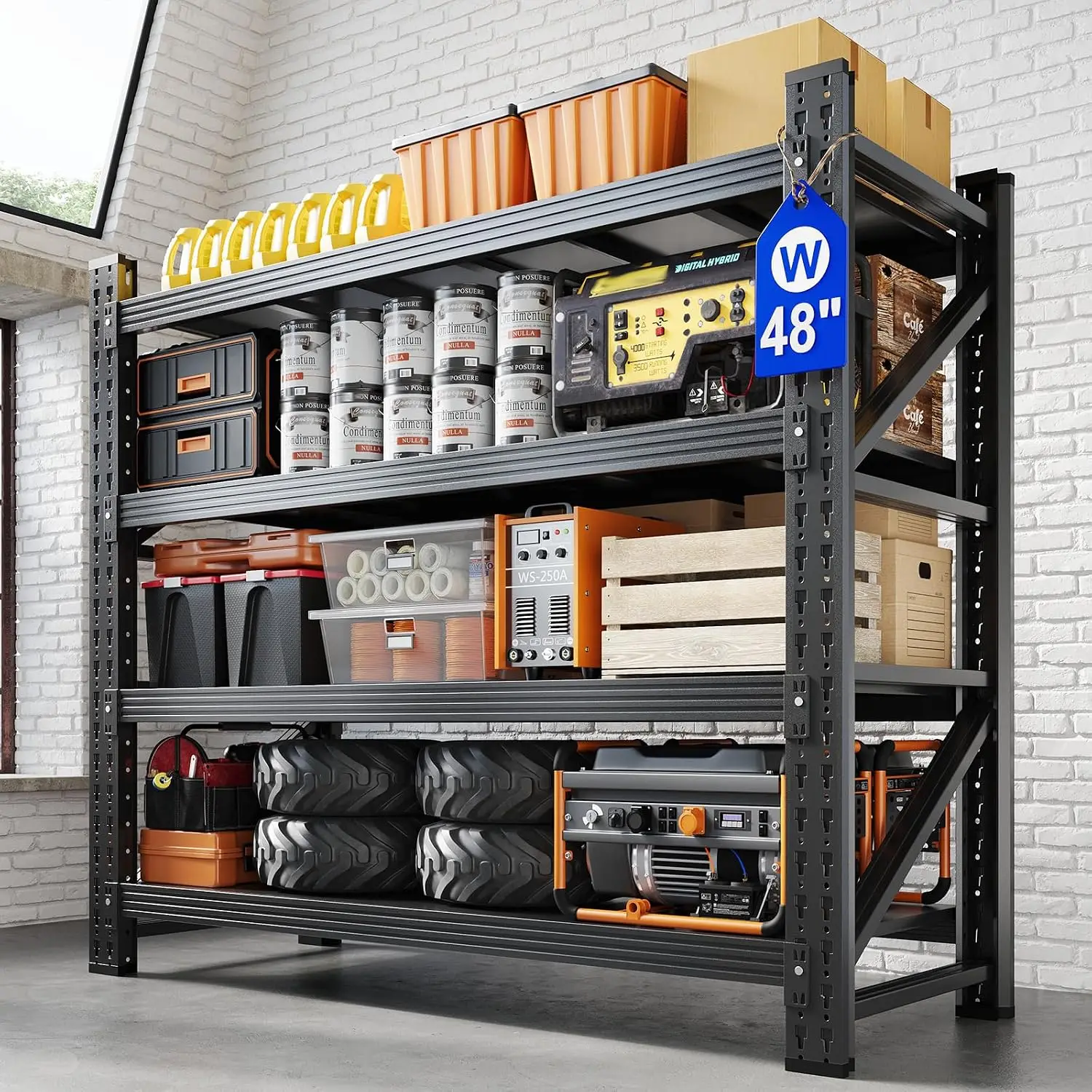Metal Garage Storage Shelves Heavy Duty Adjustable Steel Rack 48