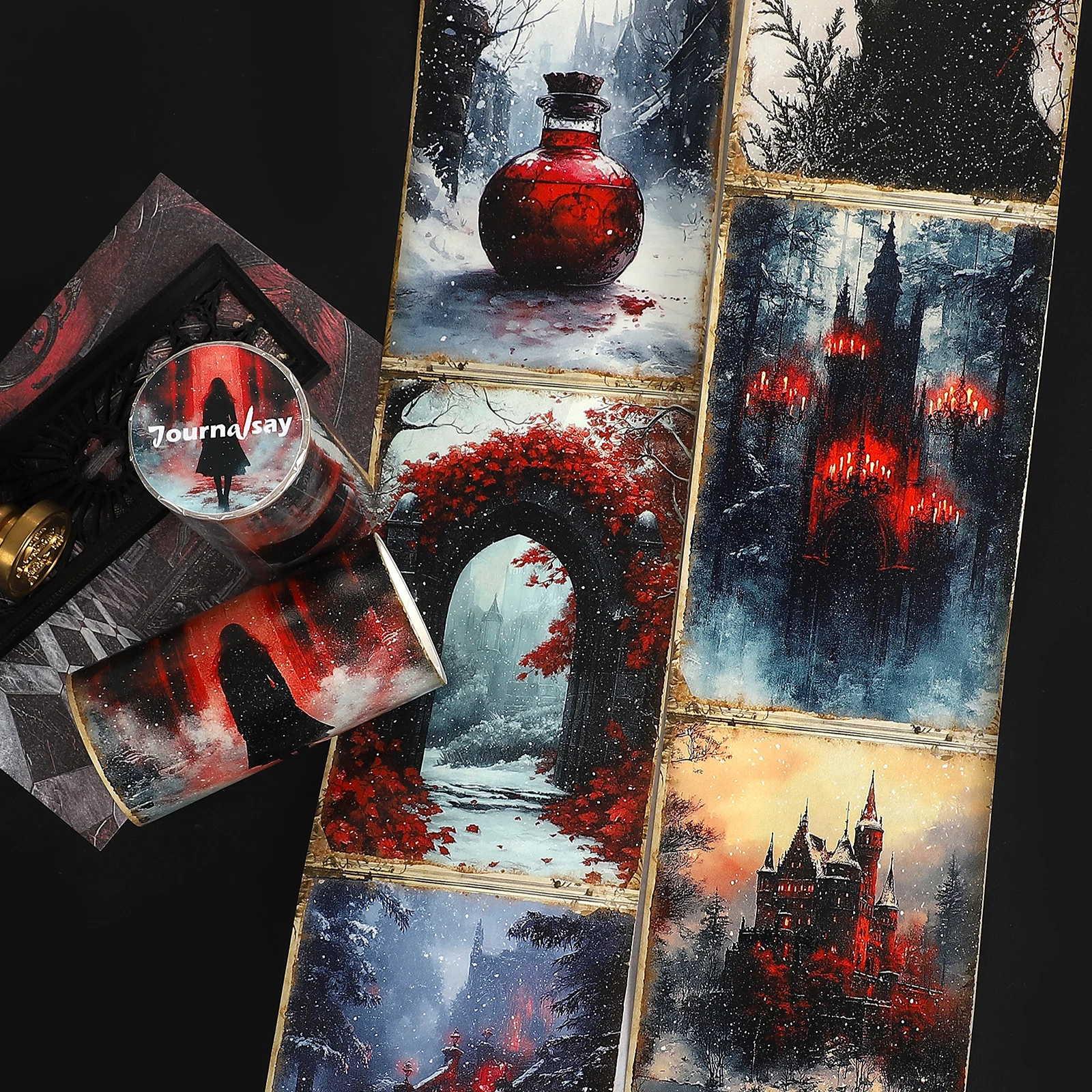 

80mm*205cm Vintage Gothic Winter Character Flower Landscape Washi Tape Creative DIY Journal Material Collage Stationery