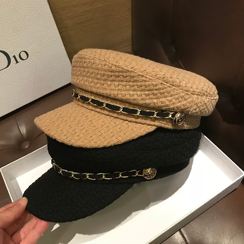 Nuovo cappello a cilindro piatto da donna primavera e autunno moda Vintage Versatile cappello con lingua d'anatra versione coreana berretto ottagonale alla moda