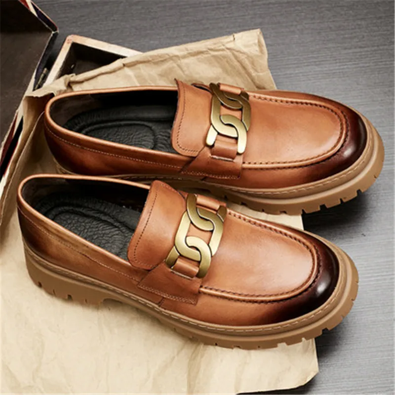 free shipping  Men's thick sole  Shoes  new version  casual  fashion  really leather    shoes genuine leather shoes