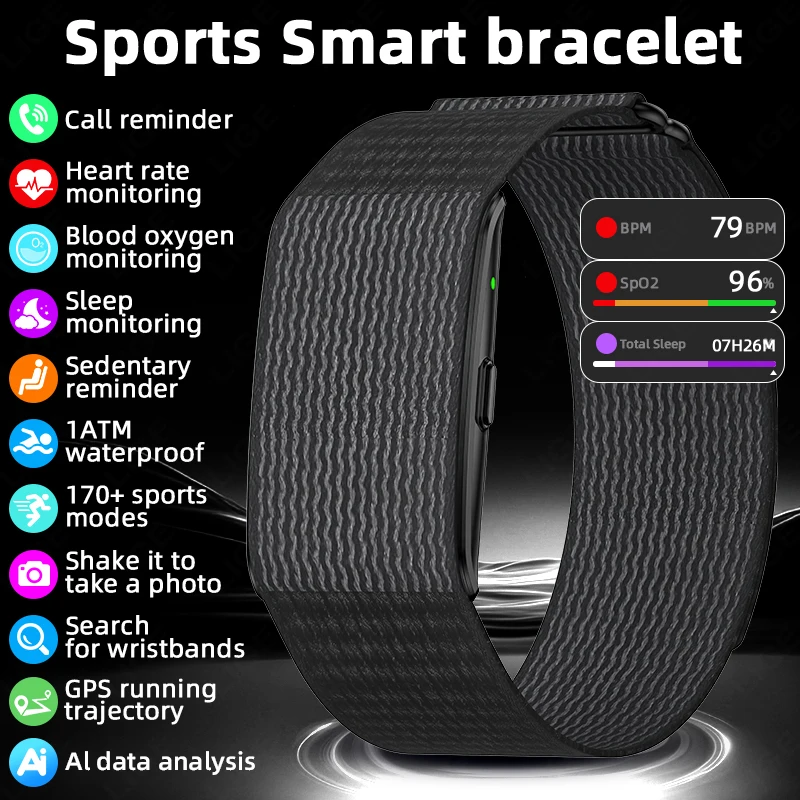 

LIGE No Screen Smart Watch Men's Sports Outdoors Fitness Heart Rate Monitor 1ATM Waterproof New Smartwatch For Andrio IOS 2025