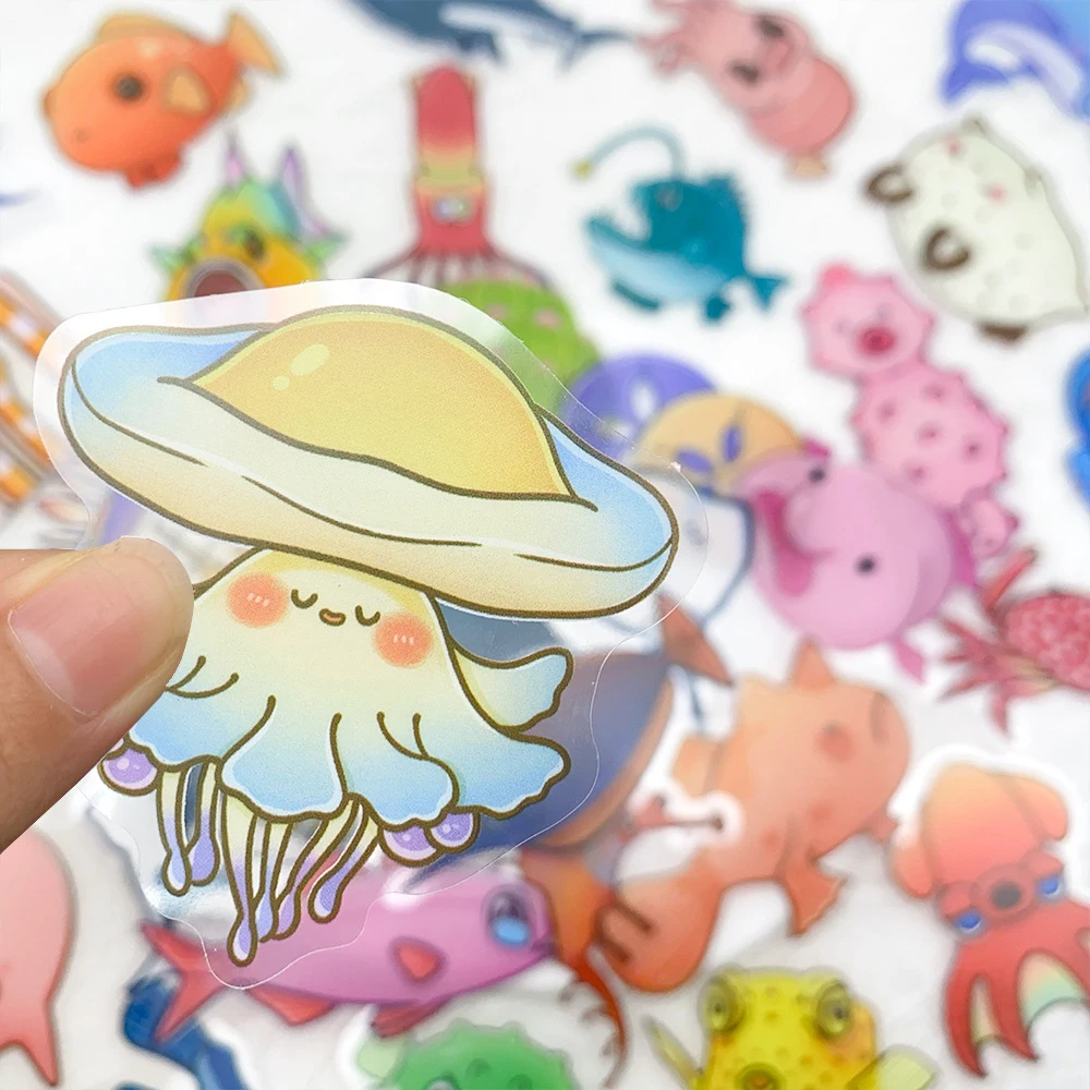 

10/30/50pcs Transparent Cartoon Marine Animal Stickers Cute Creative Sticker DIY Suitcase Phone Notebook Fun Decals for Kids Toy