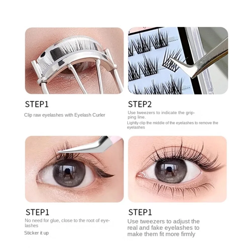 แฟชั่นปุยขนตาปลอมแต่งหน้า DIY Self-กาว Lash กลุ่มยาวนานกาวขนตาปลอม DIY