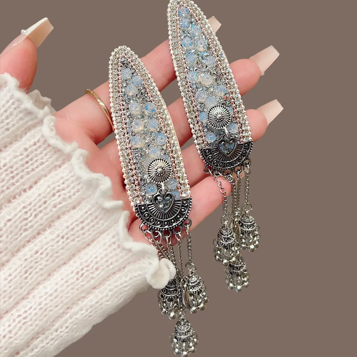 Exquisite Retro Tassel Hair Clip Sparkling Hair Accessory Hair Clip For Girls' Birthdays Tassel Jewelry Bohemian Hair Accessory