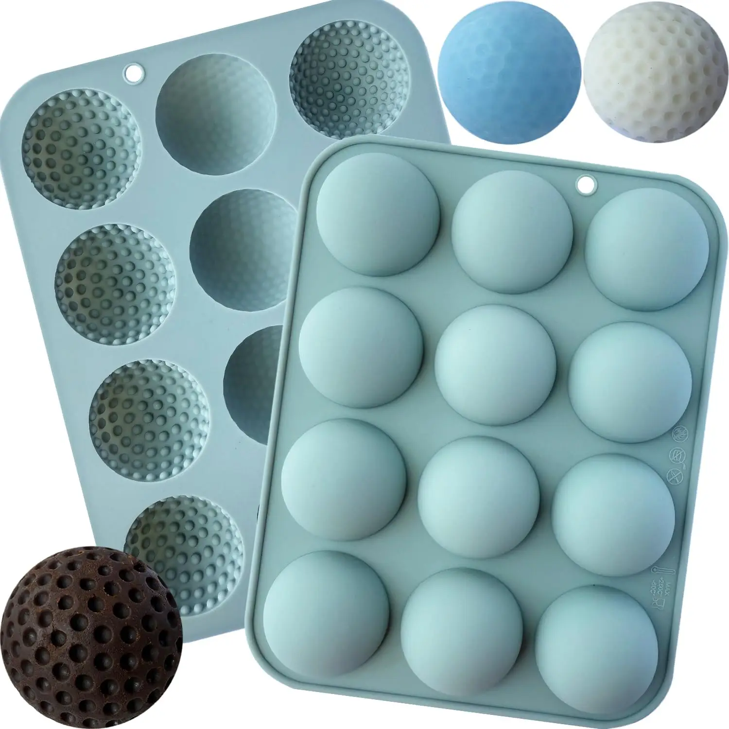 

12 Cavity Silicone Golf Ball Mold 3D Golf Ball Silicone Mold for Chocolate Ice Cube Fondant Candy Cake Decorations Baking Mould