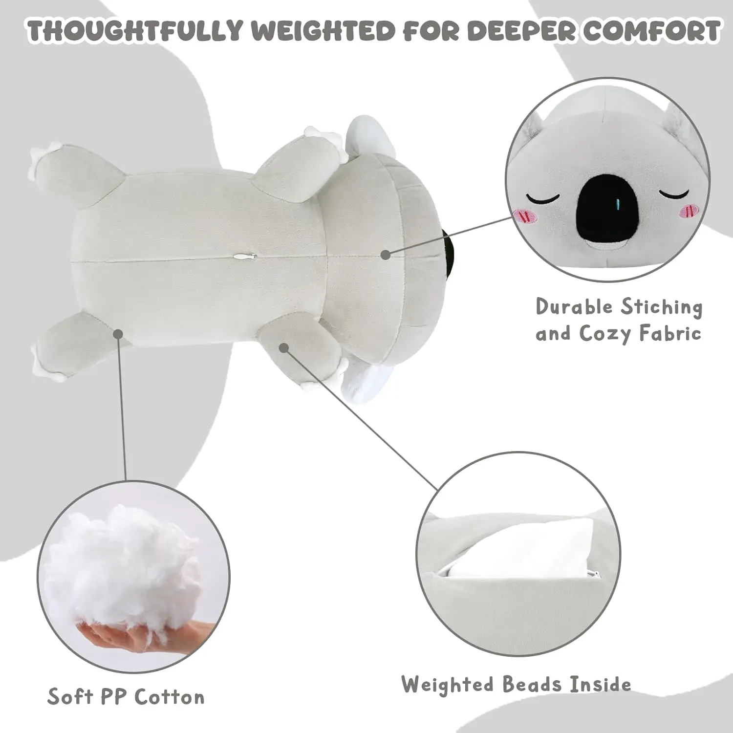 Peluche de Koala con Cuentas, Adorable Almohada de Regalo para Adultos y Niños, 9.8 Pulgadas