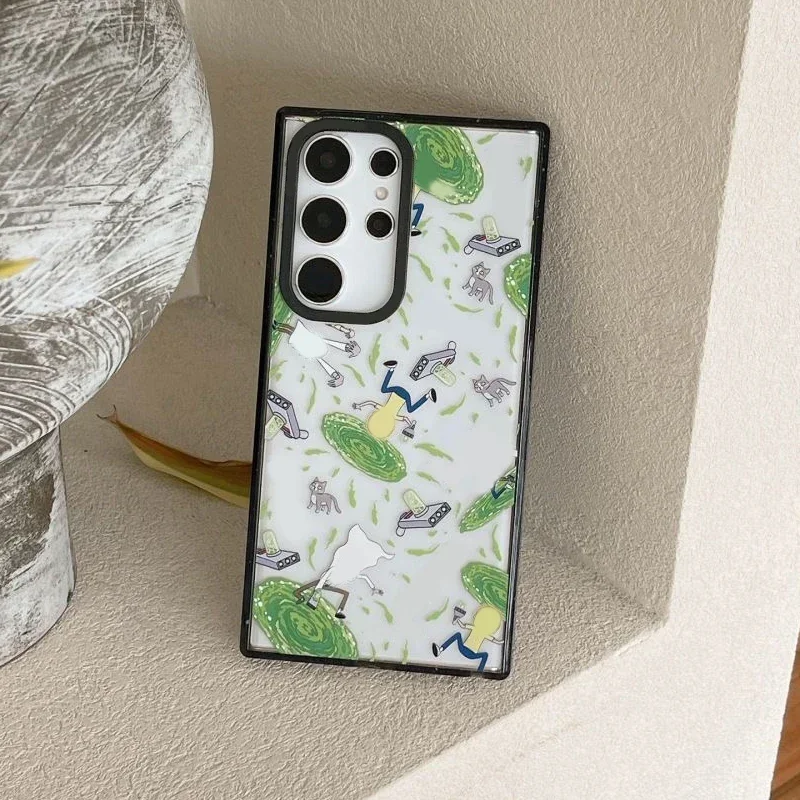 

Cartoon Scientist Acrylic Black Border Case for Samsung Galaxy S22 S23 S24 Ultra S22+ S23+ S24 Plus Cover Protective Shell