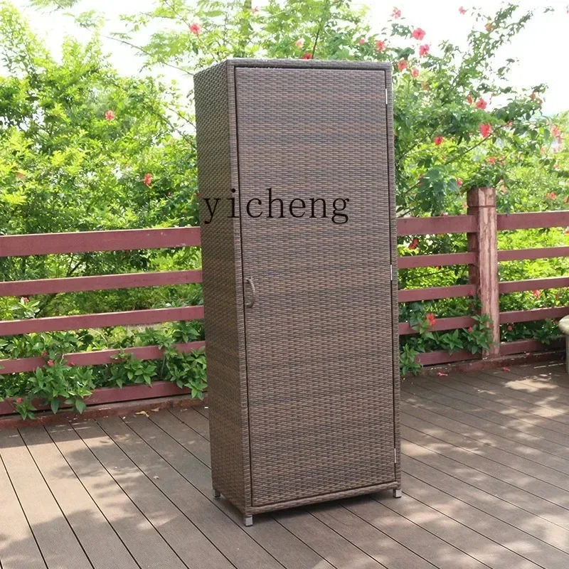 D17-2outdoor Rattan Balcony Shoe Cabinet Sunscreen Waterproof Courtyard Storage Garden Storage Outdoor Storage Finishing Cabinet