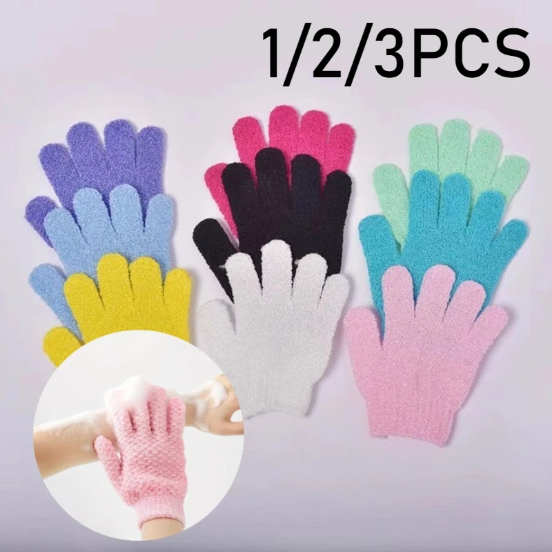 1/2/3 قطعة لون عشوائي قفازات حمام الحمام المنزلية الظهر فرك الجسم تنظيف المحمولة التقشير قابل للغسل قفازات التجفيف السريع #1