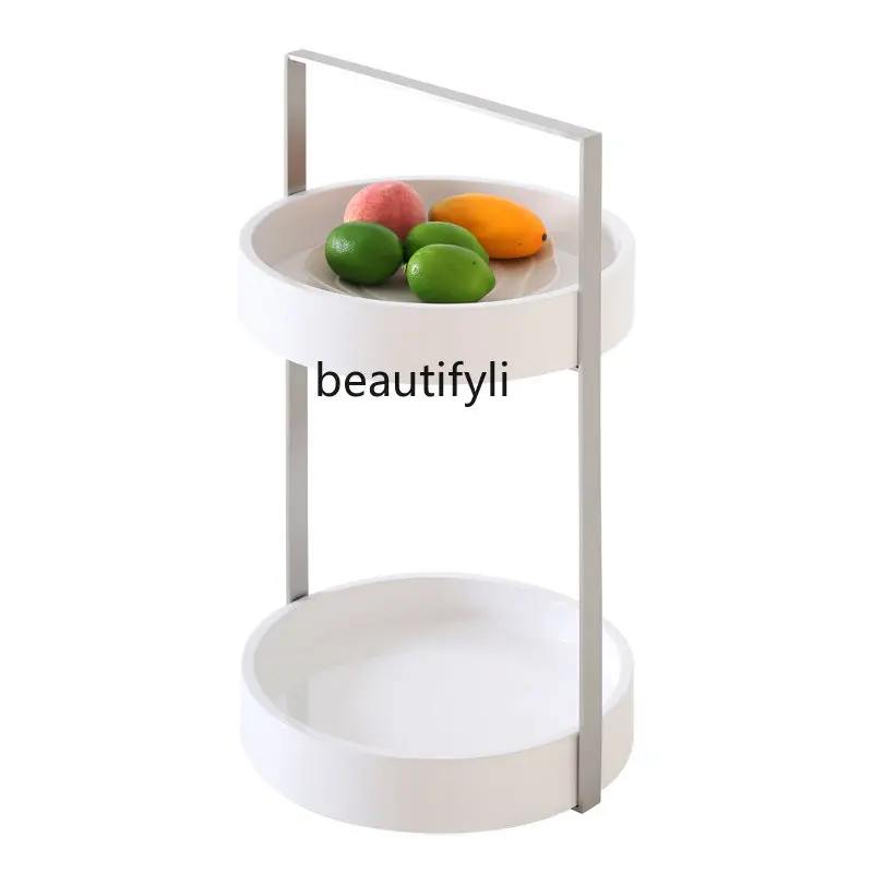 

Simple Modern Wine Cart Small Dining Car round Side Table Corner Table White Paint Small Coffee Table living room furniture