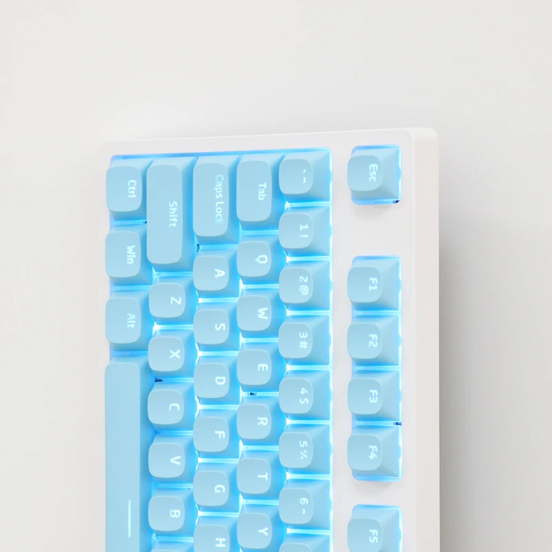 

117keys Translucent Character Keycap Little Pudding Closed Pbt Two-Color SA Ball Cap 61/64/68/75/84/87/104Diy Keycap Blue Yellow