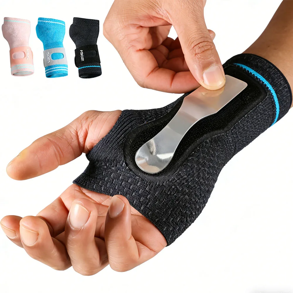 1 Stück verstellbare Handgelenkstütze für Männer und Frauen – Handflächenstütze mit abnehmbarem Metallschienen-Stabilisator und Riemen