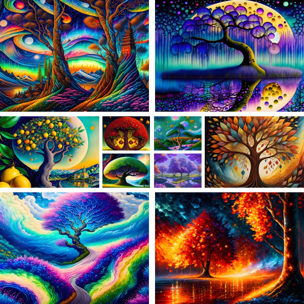 Fantasy Ancient Tree Painting By Numbers Package Acrylic Paints 40*50 Canvas Painting Home Decor For Adults Wholesale Handicraft