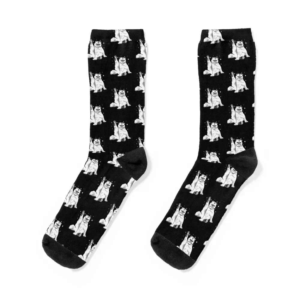 

Karma is a cat purring in my lap cause it loves me Sticker Socks New year's new in's gift Socks For Girls Men's