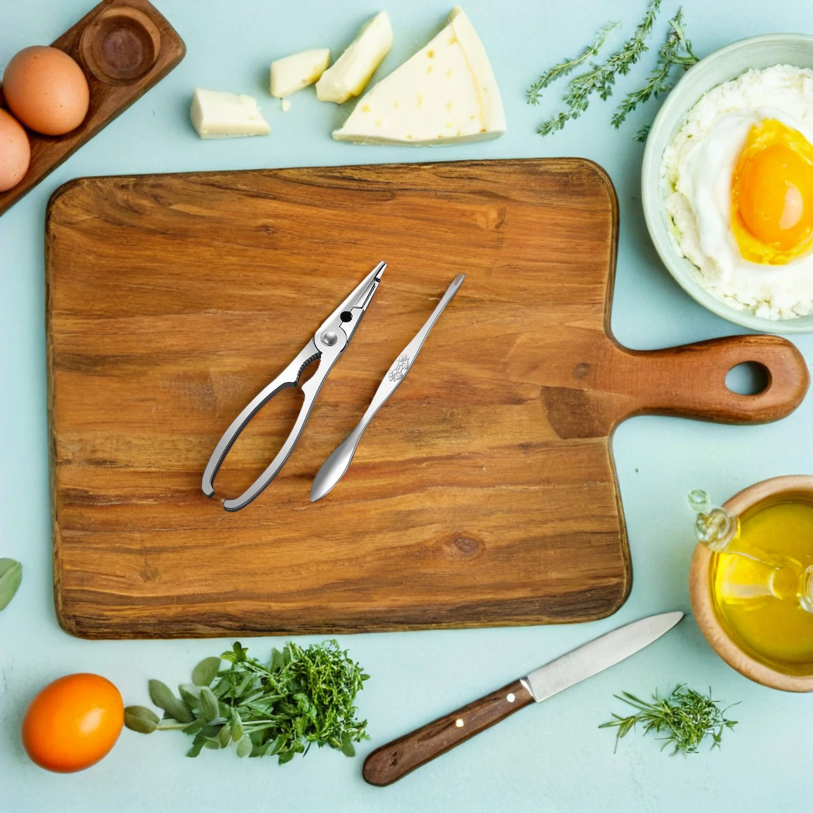 

1Set Crab Eating Tool Stainless Steel Crab Plier Seafood Gadget for Parties Picnics Lobster Shellfish Seafood Tool