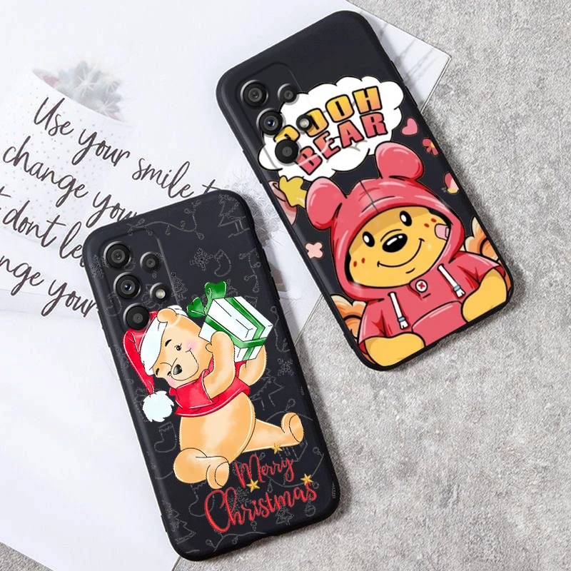 Christmas Winnie Pooh For Samsung A53 A52 A33 A32 A51 A71 A21S A13 A73 A50 A22 A23 A03 A72 A54 A12 5G Black Back Phone Case