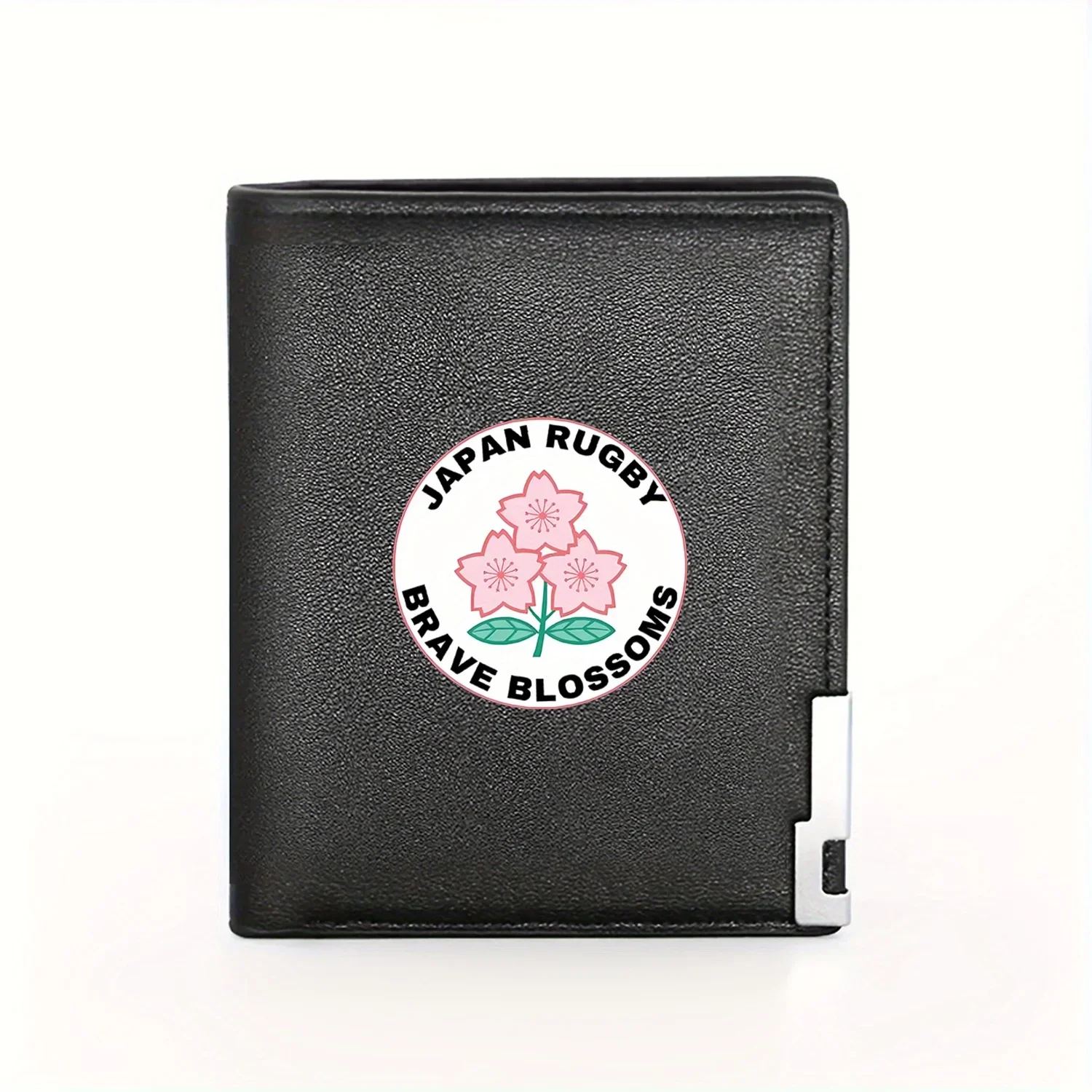 

Эмблема Japan Rugby Brave Blossoms с тремя вишней. Деловой мужской повседневный элегантный простой практичный качественный кошелек