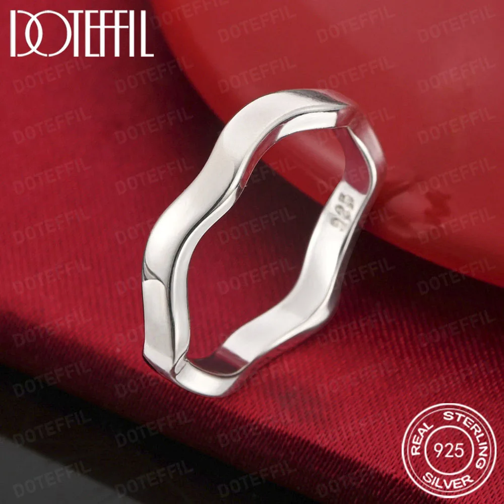 925 Sterling Silver Smooth Winding Ring For Women Man Wedding Engagement Party Fashion Charm Jewelry