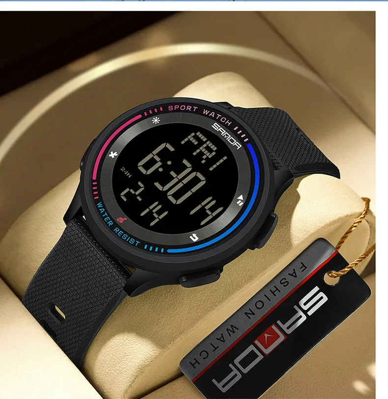 SANDA 6158 New Fashion Digital Movement Teenager Students Hand Clock Trendy Water Resistant Outdoor Sports Mode Wrist Stop Watch