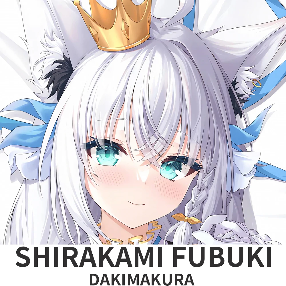 Dakimakura Hololive Shirakami Fubuki Cartoon Figure Printed Pillowcase For Living Room Bedroom