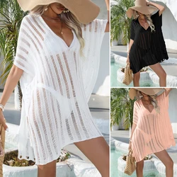 New in Clothing for Women Knitted Hollow Bikini Cover-Ups Summer Loose Swimsuit Sunscreen Smock Casual Fashion Beach Dress