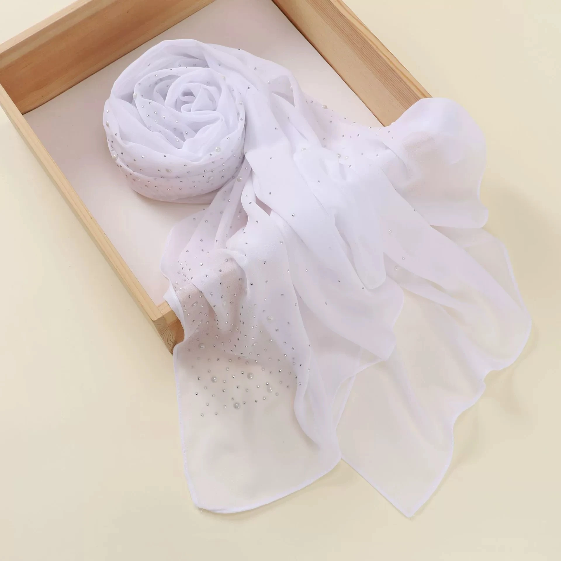 

Malaysia Dubai Pearl Chiffon Headscarf Stone Rivet Scarves for Women