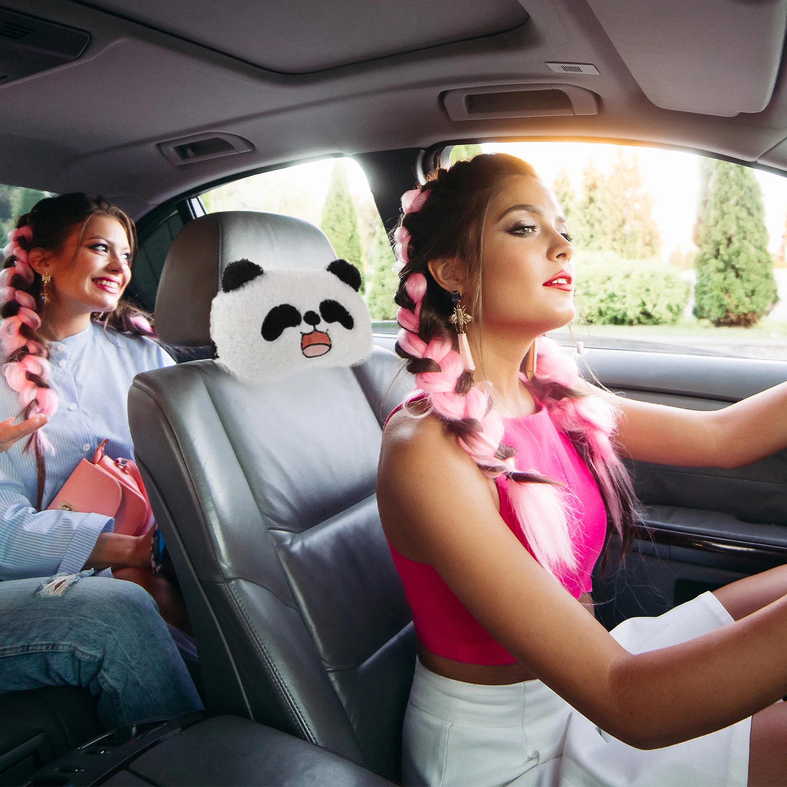 

Adorable Panda Car Neck Pillow Cute Headrest Cushion for Car Seat Drivers Comfortable Neck Support for Kids and Adults