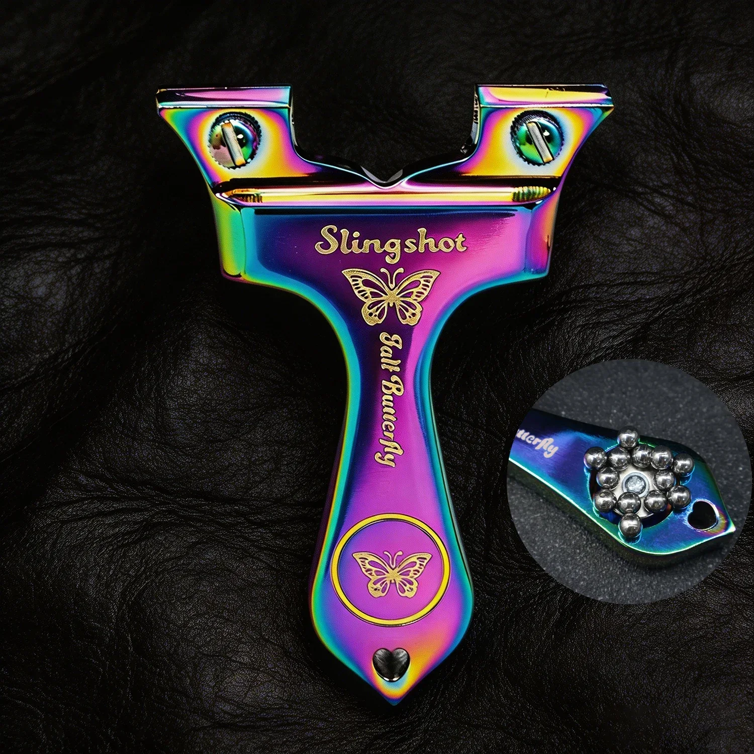 Aluminum Alloy Material With Magnetic Grilled Blue Butterfly Slingshot Full Metal Color Slingshot Outdoor Hunting Shooting