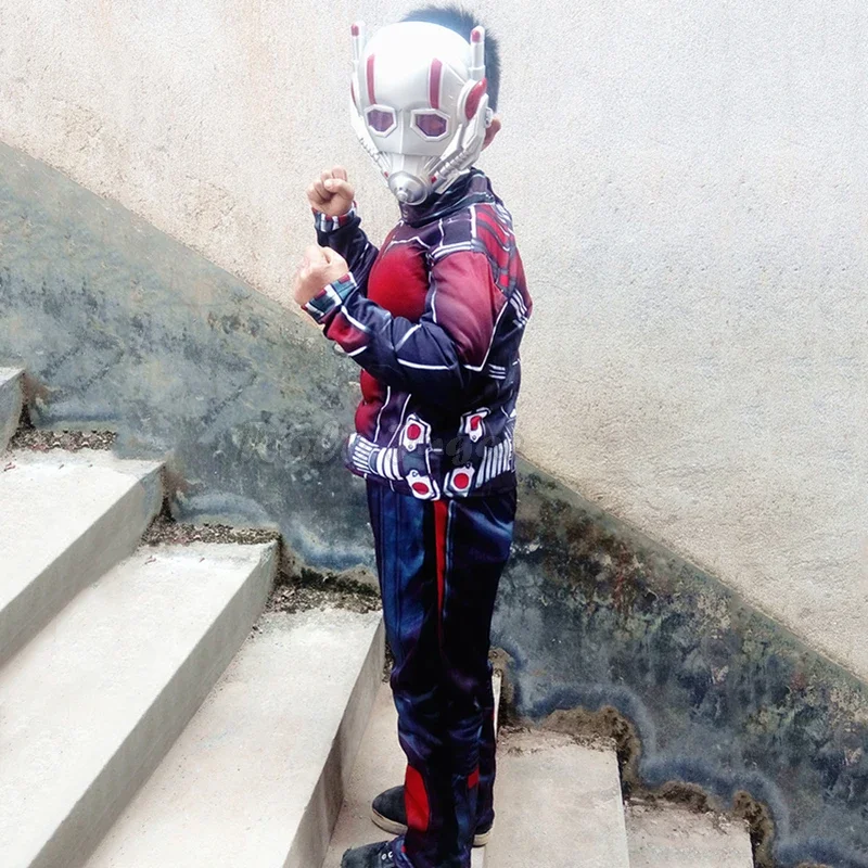 2025 nuevo disfraz de Cosplay de Ant Man 3 para niños, traje con máscara de superhéroe mejorado, mono de héroe musculoso, vestido de fiesta de cumpleaños, HalloweenX160