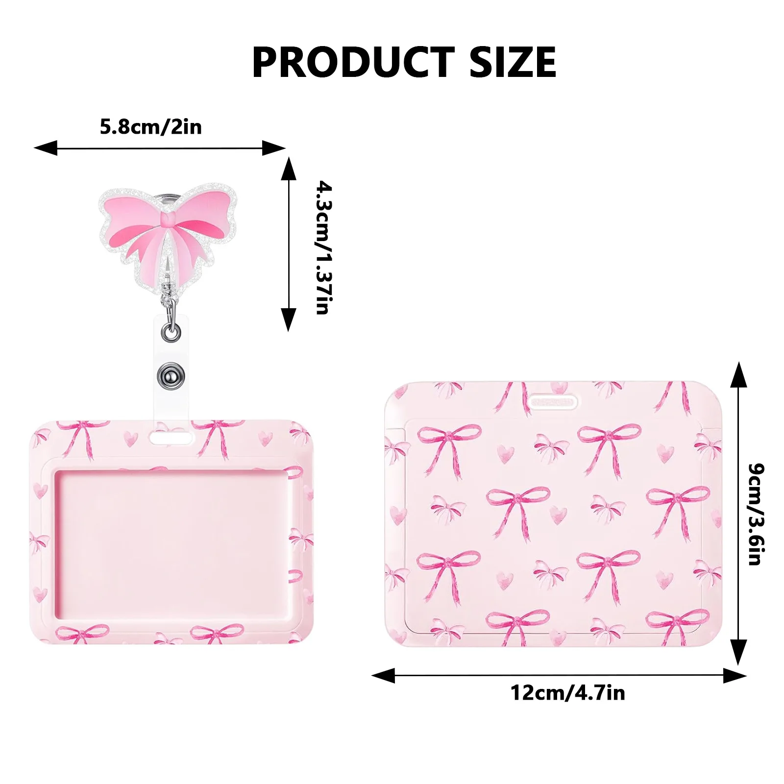 New Design 1 Piece Glitter Acrylic Bow Retractable Nurse Badge Reel With ID Card Case Cute Student Teacher Office Name Tag Cover