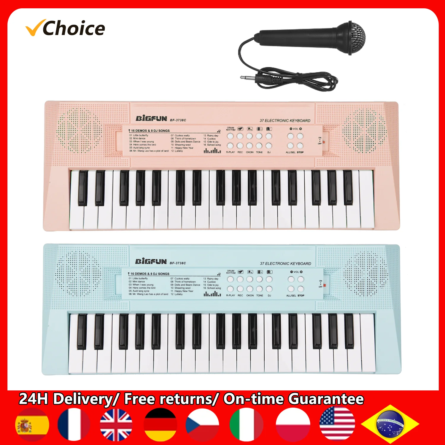 37-Key Electronic Keyboard Piano Multifunctional Mini children\'s Electronic keyboard 16 Demonstration Songs USB Connection