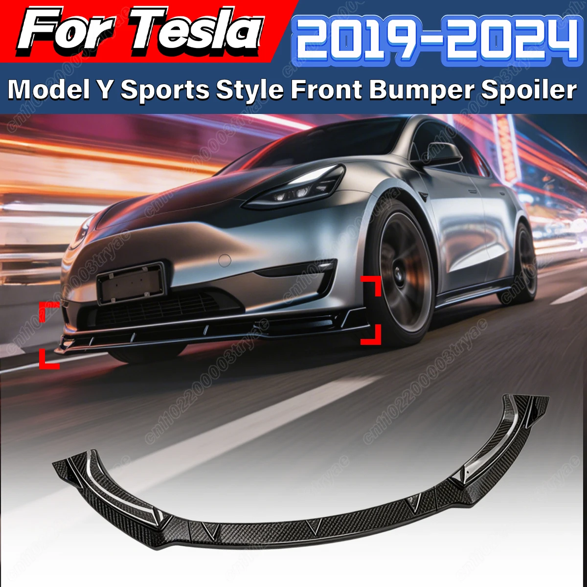 

Для Tesla Model Y 2019 2020 2021 2022 2023 2024 передний бампер, переключатель губ, спойлер, защита кузова, переднее украшение, комплект модификации