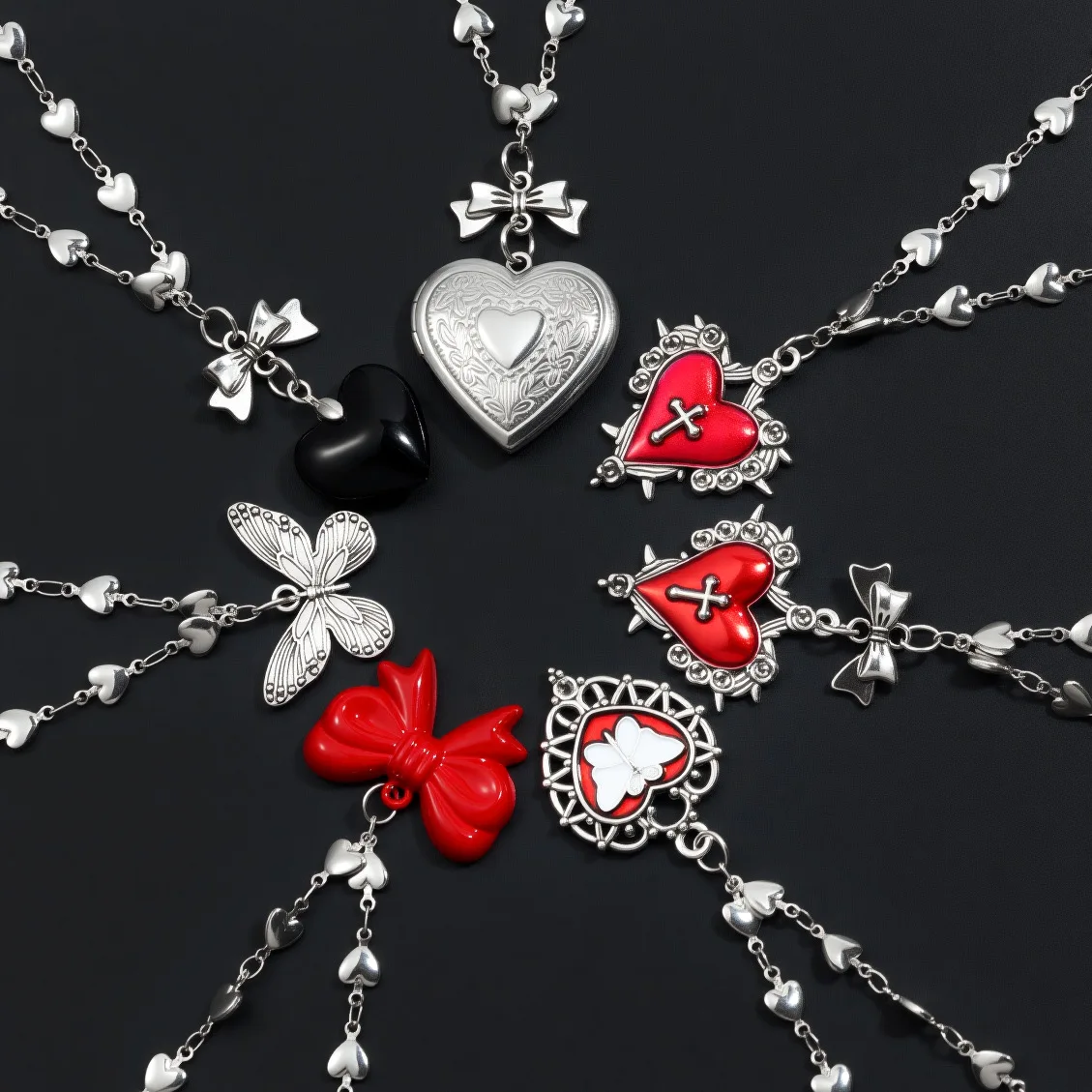 Y2K retro cross bow love box necklace, talisman necklace, star necklace that brings good luck, Valentine's Day gift