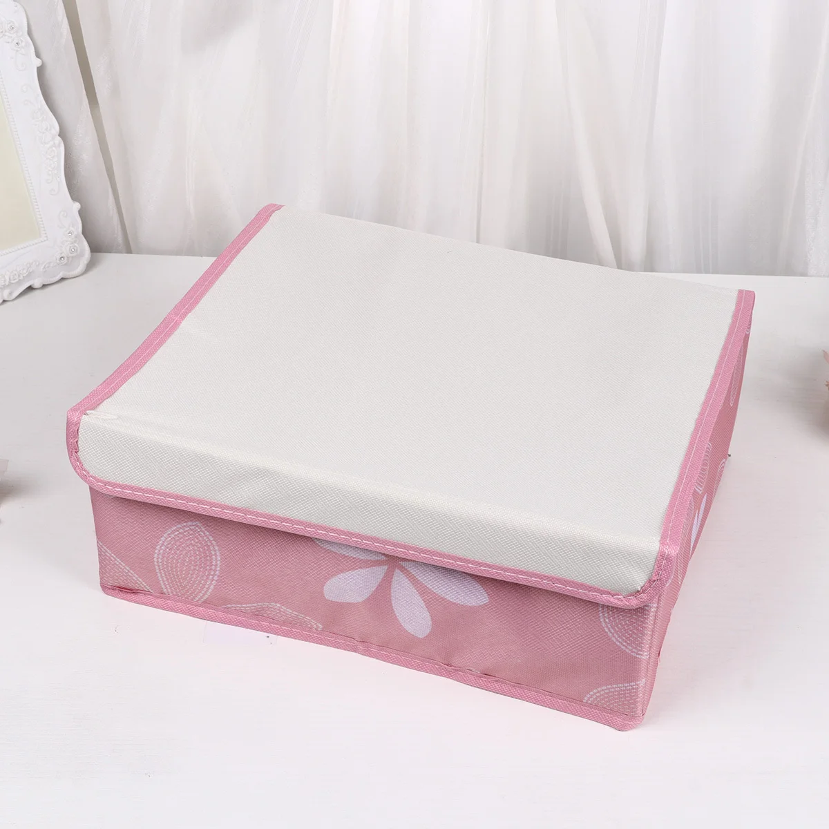 

13 Compartments Underwear Organizer Box Pink Oxford Cloth Sunflower Pattern Bra Storage Case Drawer Divider Socks Organizer