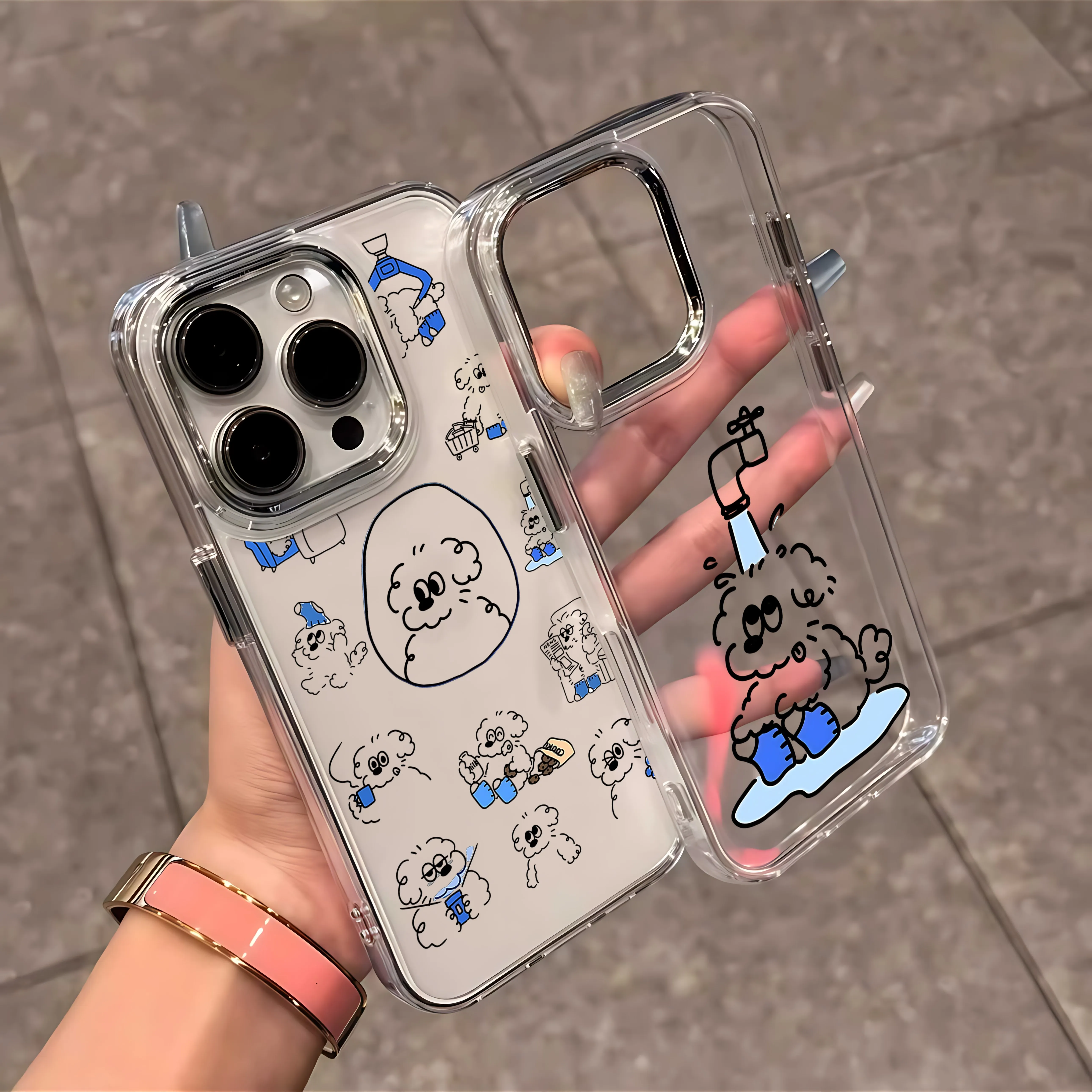 Korea Line Dog Phone Case for Samsung Galaxy A56 A36 A26 A06 A55 A35 A16 A06 A54 A34 A25 A24 A15 A14 A05S A05 A73 A53 A33 4G 5G