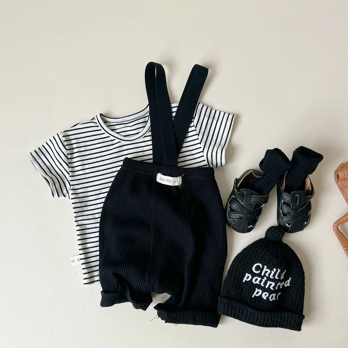 Summer Korean UNITIM Baby Boys 2PCS Clothes Set Cotton Short Sleeve T-shirts Strap Thin Shorts Suit Infant Boys Outfits