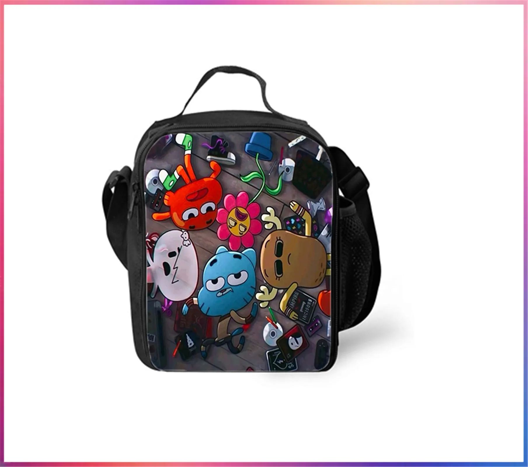 

HOT The Amazing World of Gumball Waterproof Student School Bag-Durable Insulated Lunch Box-Reusable Lunch Tote for Kid