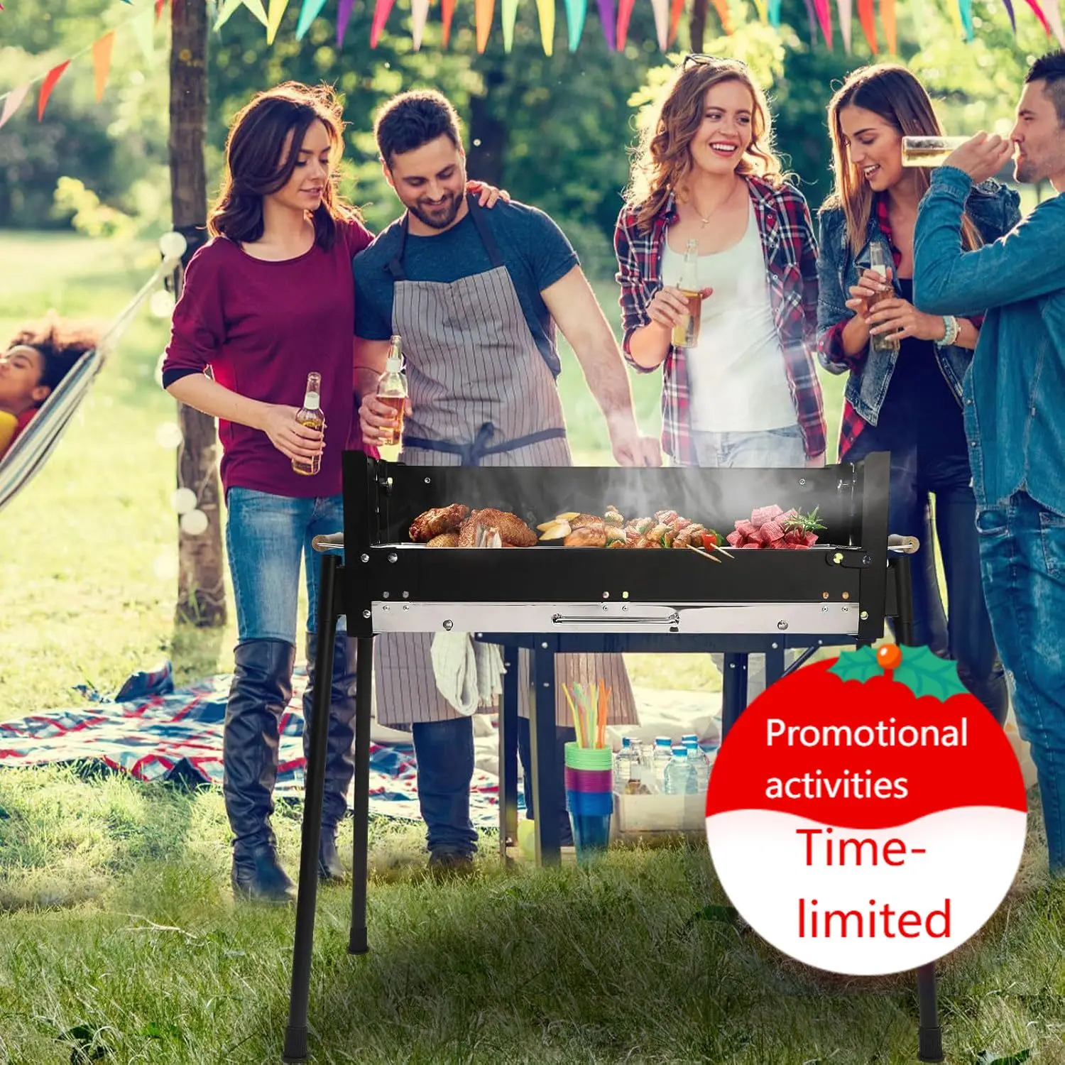 

Barbecue Charcoal Grill，201 Stainless Steel Folding Portable BBQ Tool Kits for Outdoor Cooking Camping Hiking Picnics ，Casual BB
