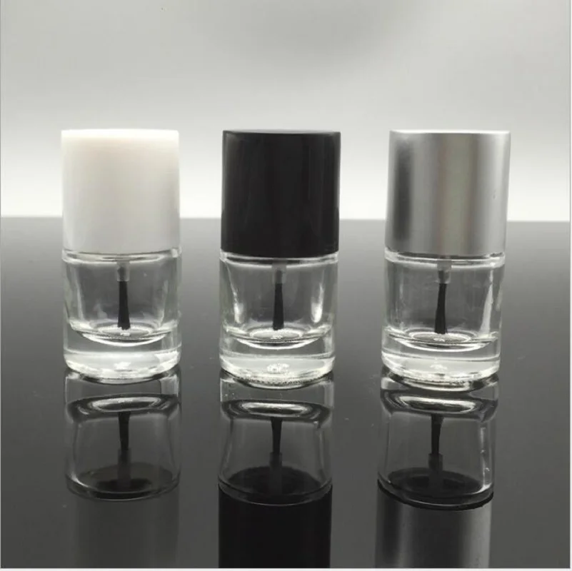 

10ML clear round glass bottle black brush lid nail polish enamel art nail nutrient essential oil container for cosmetic packing