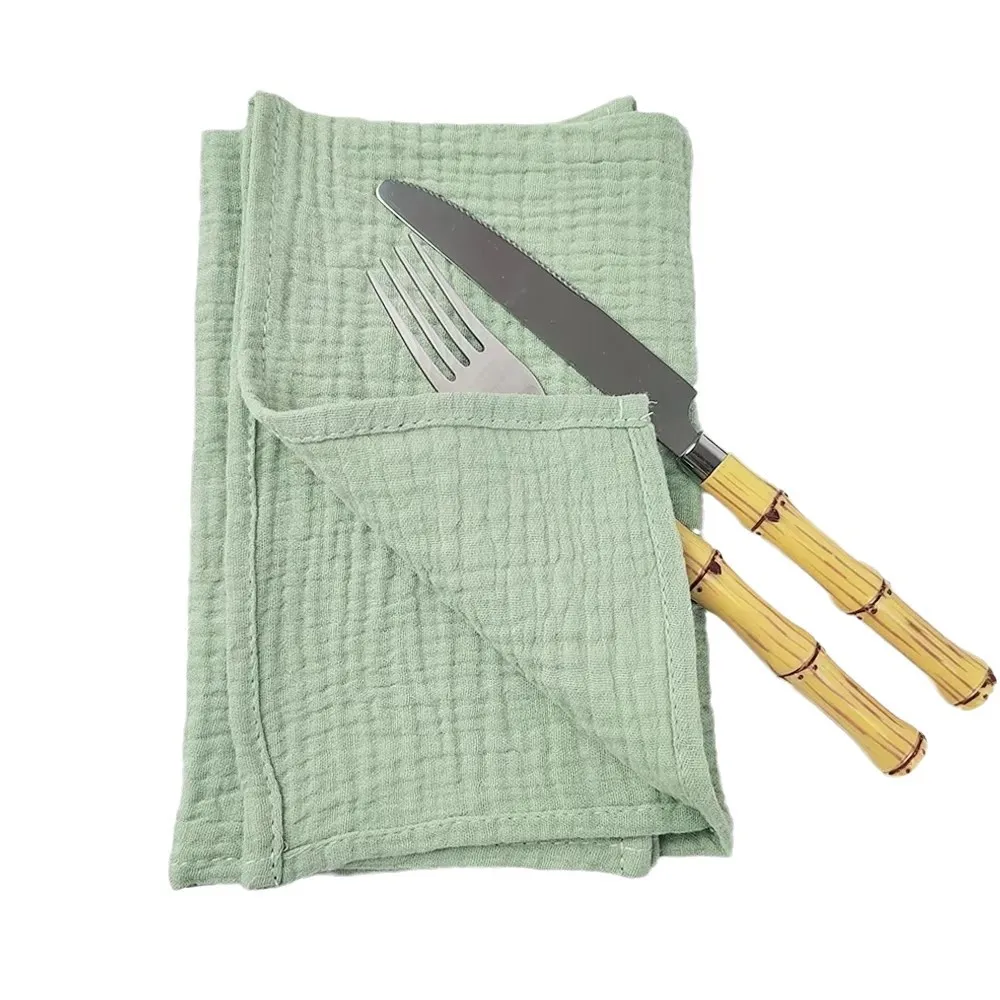 

Premium Cotton Table Napkin Set of 12 Double Layered Gauze Perfect Plain with sewing for Wedding Home Decoration and Parties