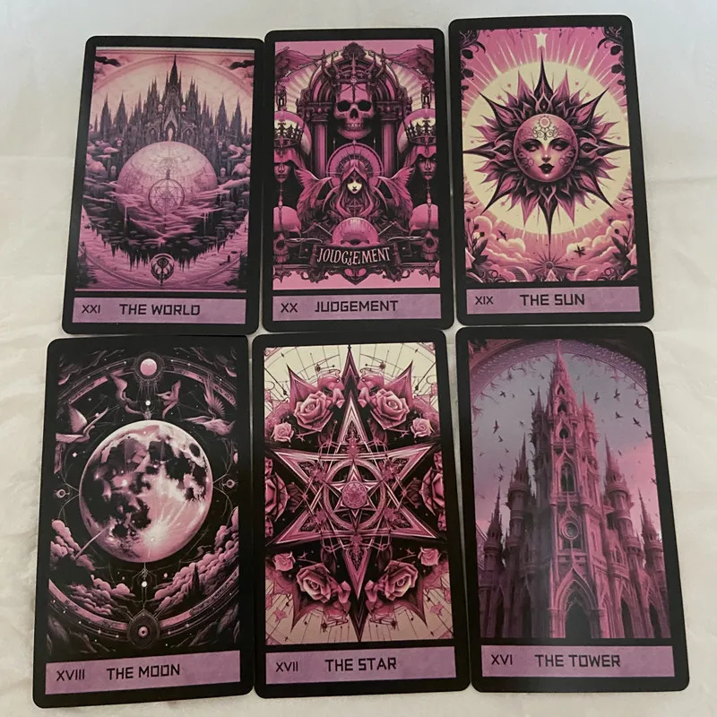 Pink Gothic Tarot Deck 78 cards English For Family Party High Quality Fortune Telling Divination Tarot Cards Deck Board Game