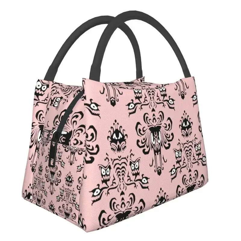 Pink Haunted Mansion Insulated Lunch Bag for Work Office Portable Cooler Thermal Lunch Box Women