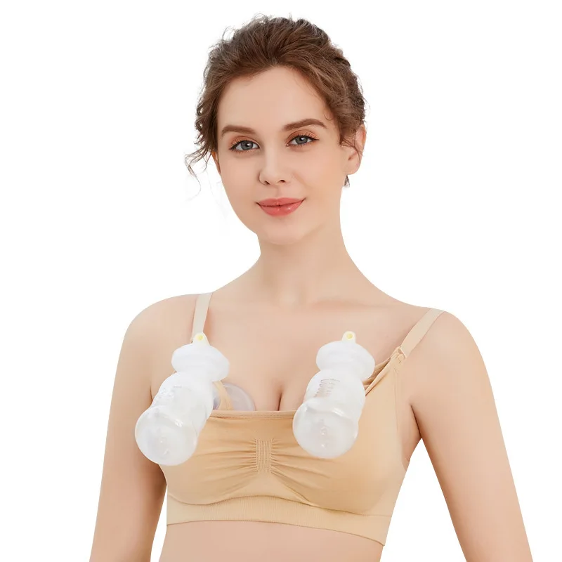 Hands-free bra for breast-feeding underwear after delivery without steel ring thin buckle hanging breast pump milking underwear